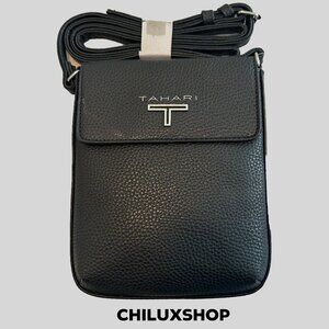 Tahari Black Faux Leather Crossbody Bag